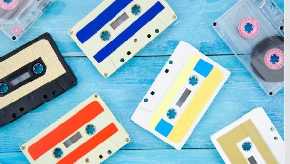retro tech, cassette tapes, floppy disks